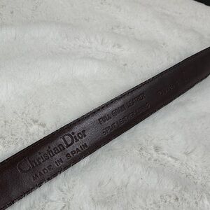 Dior Men's Deep Brown Leather Belt with Embossed Logo